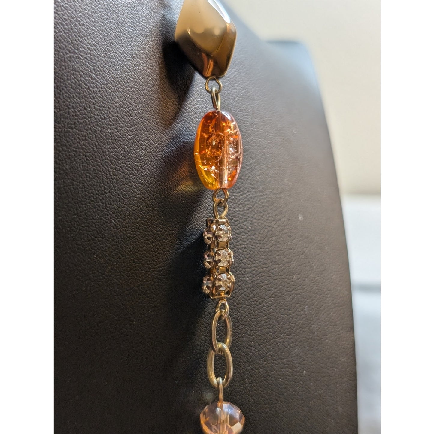 Two Coordinating Loft Beaded Orange Pink Yellow Gold Tone Beaded Long Necklaces