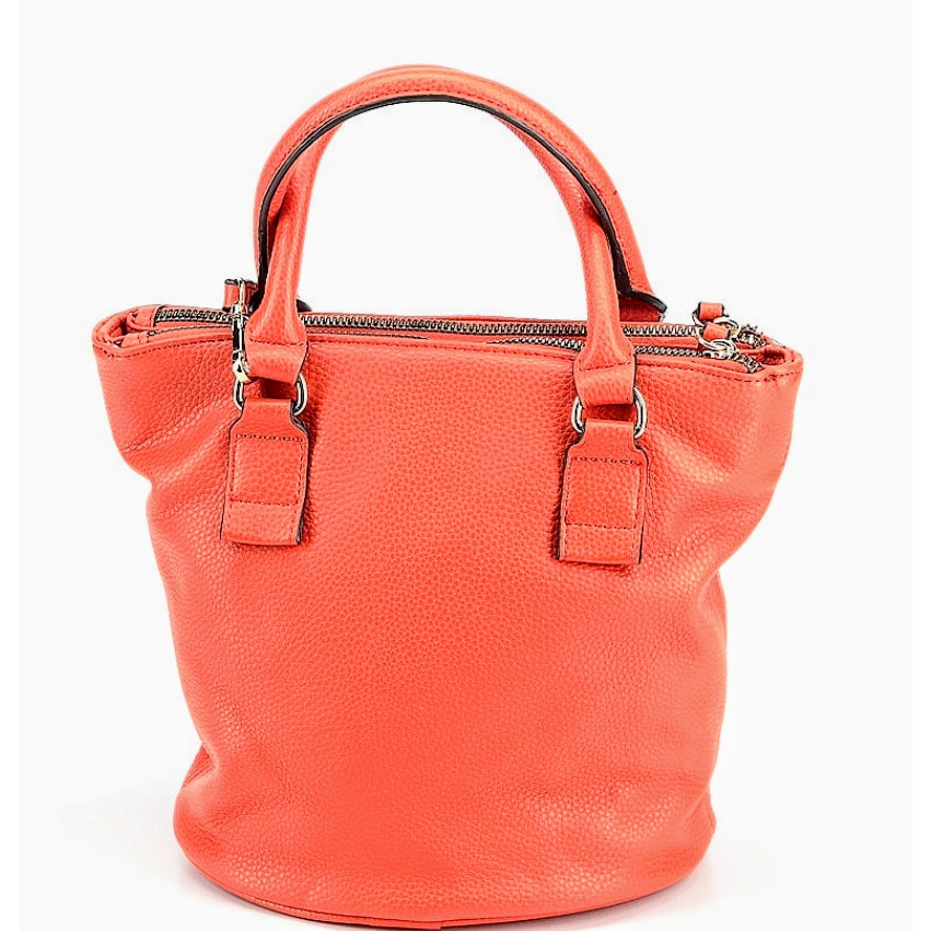 Nanette Lepore Orange Leather Satchel W/ Orange Flower Charm
