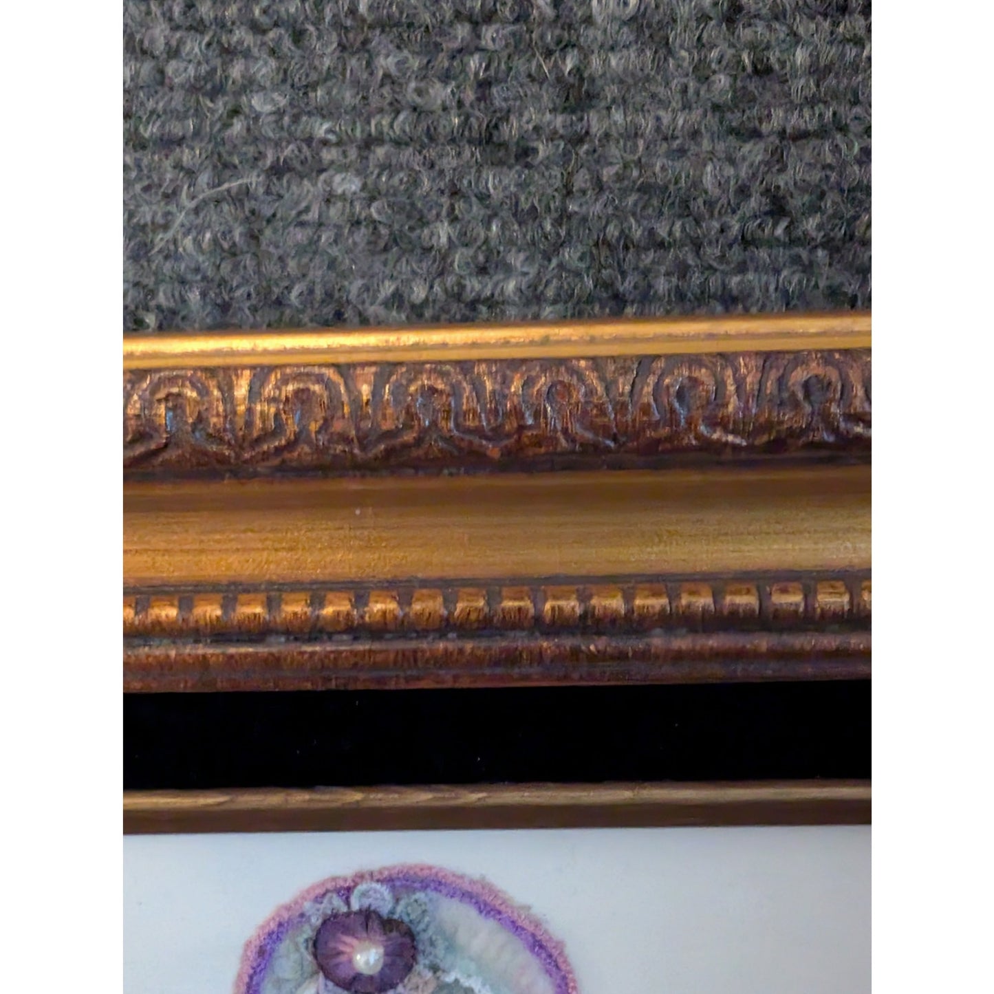 Vintage Ribbon & Lace Print Lady in Vintage Wood Frame