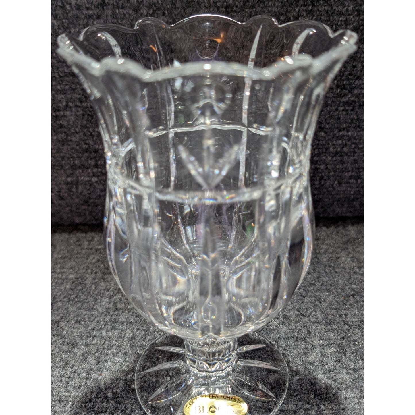 Block Crystal Tulip Garden Hurricane Footed Pedestal Vase