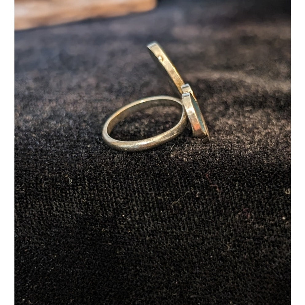 Vintage Native American Sterling Bird Ring With Inlaid Stones Size 3
