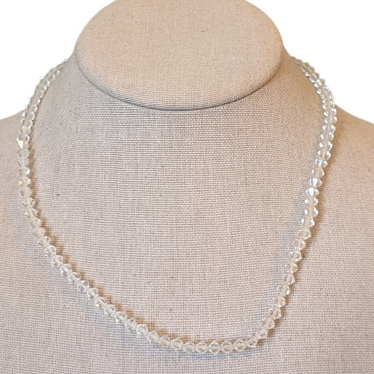 Vintage Bi-Cone Crystal Single Strand Necklace W/ Vintage Clasp