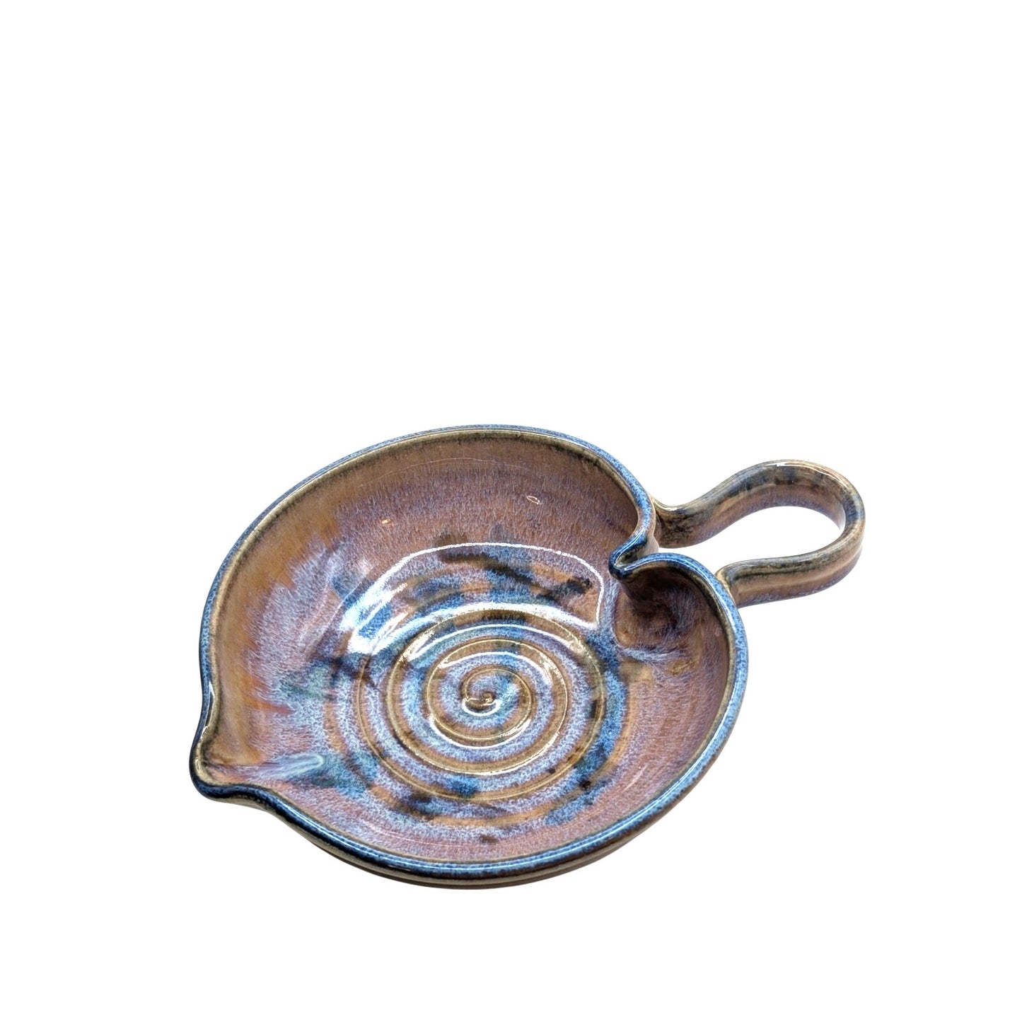 Signed & Stamped Janet Rodriguez Artisan Lavender Blue Heart Leaf Shaped Dish