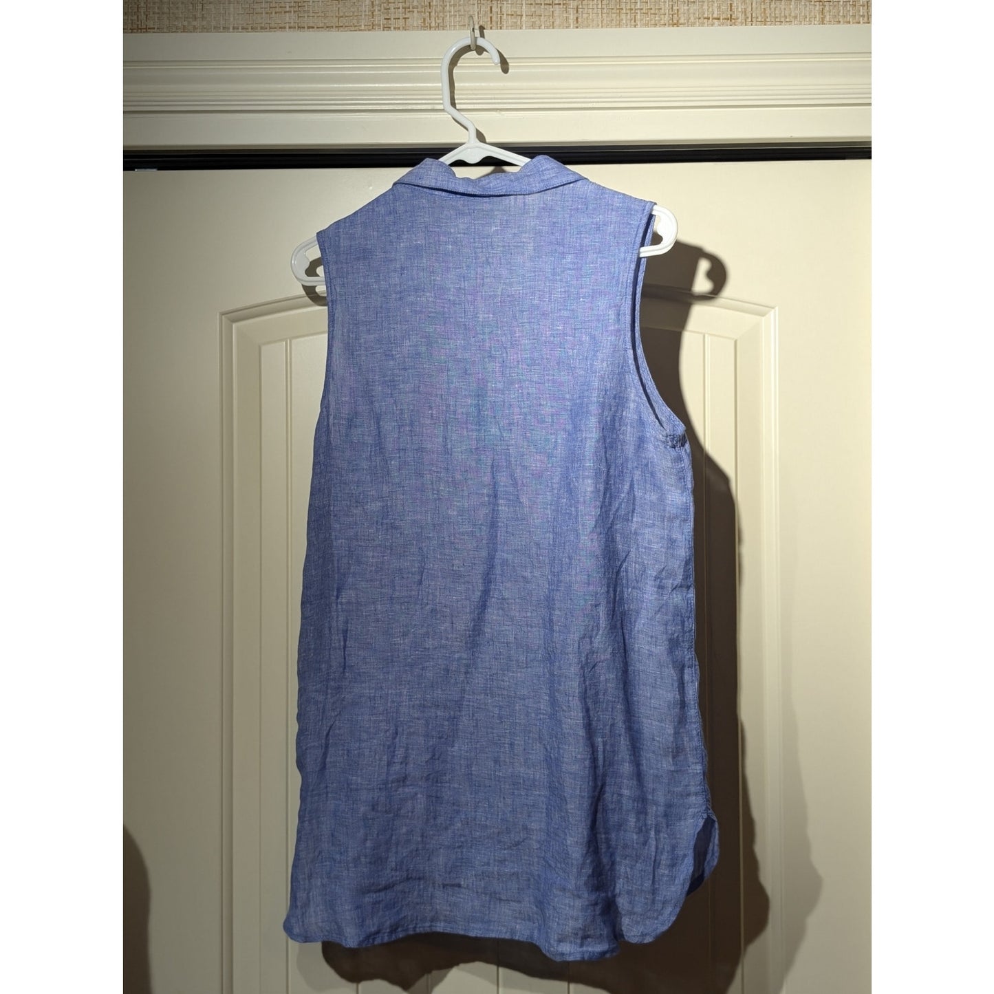 NWT JNY Jones New York 100% Linen Sleeveless Pocket Button Front Blouse Sz S