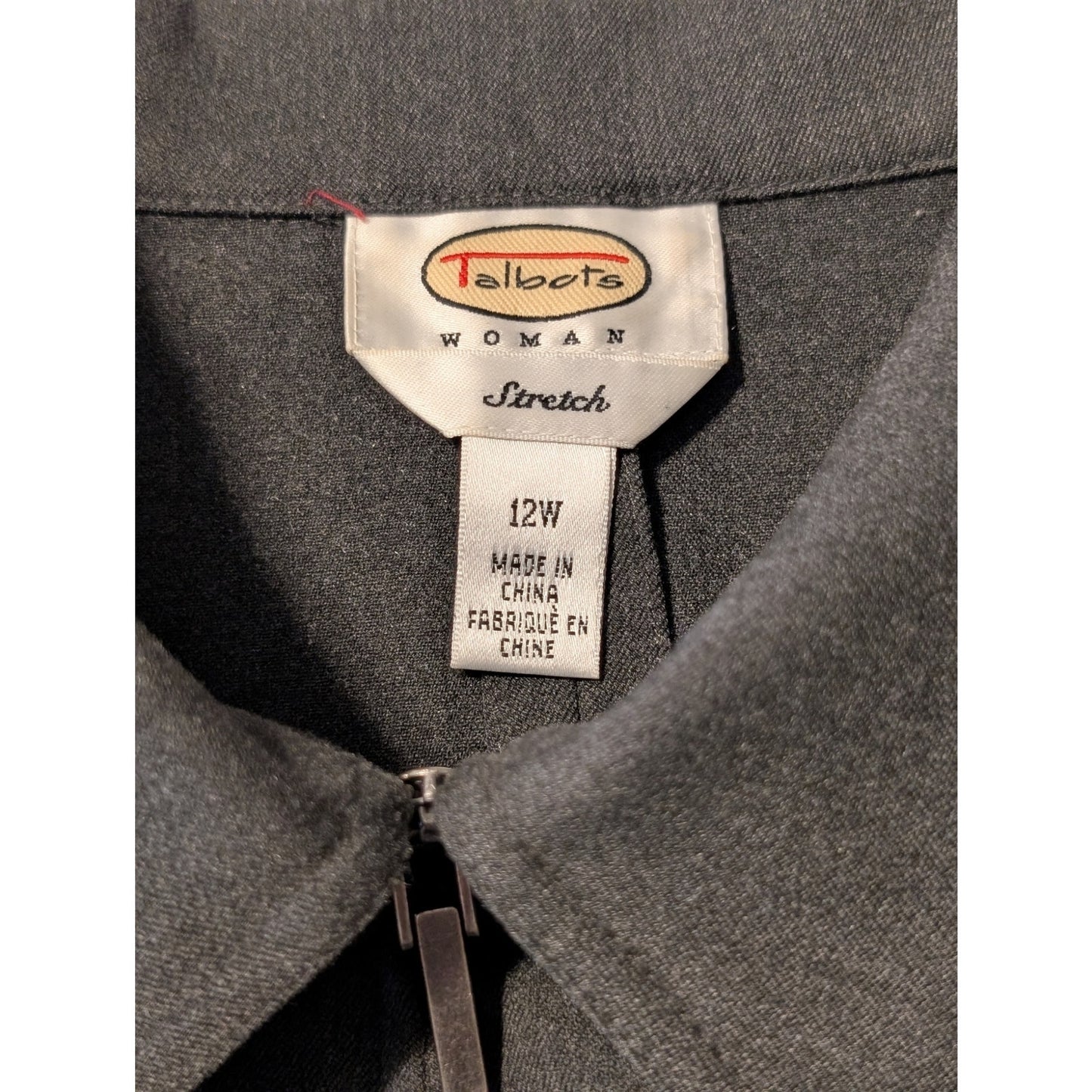 VTG Talbots Gray Stretch Wool Full Zip Front Unlined Jacket Womens Plus Size 12W