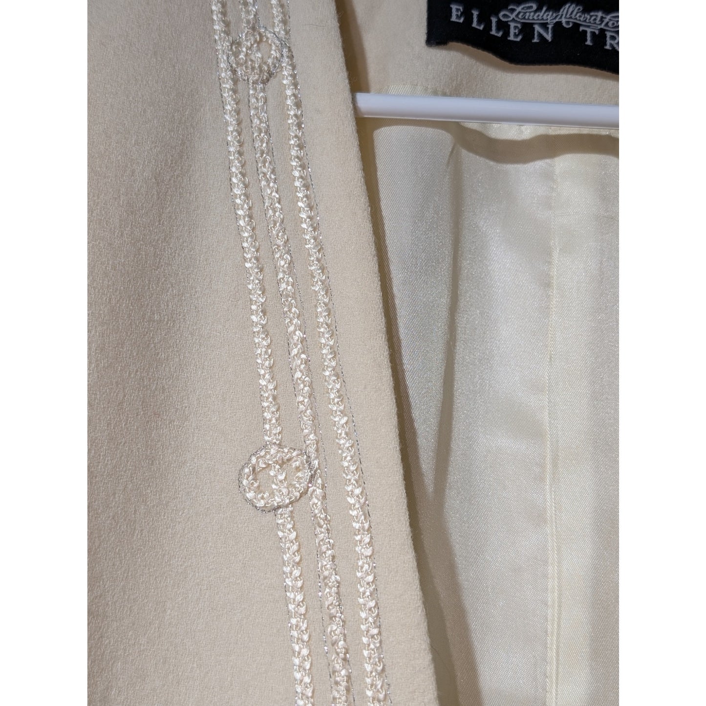 Vintage Linda Allard for Ellen Tracy Cream Wool Cashmere Open Front Blazer Sz 8