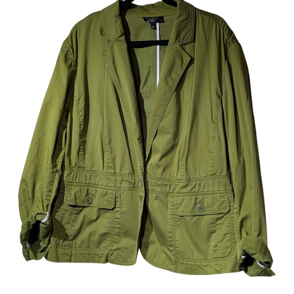 Talbots Green Twill Unlined Twill Safari Style Jacket Womens Plus Size 20W