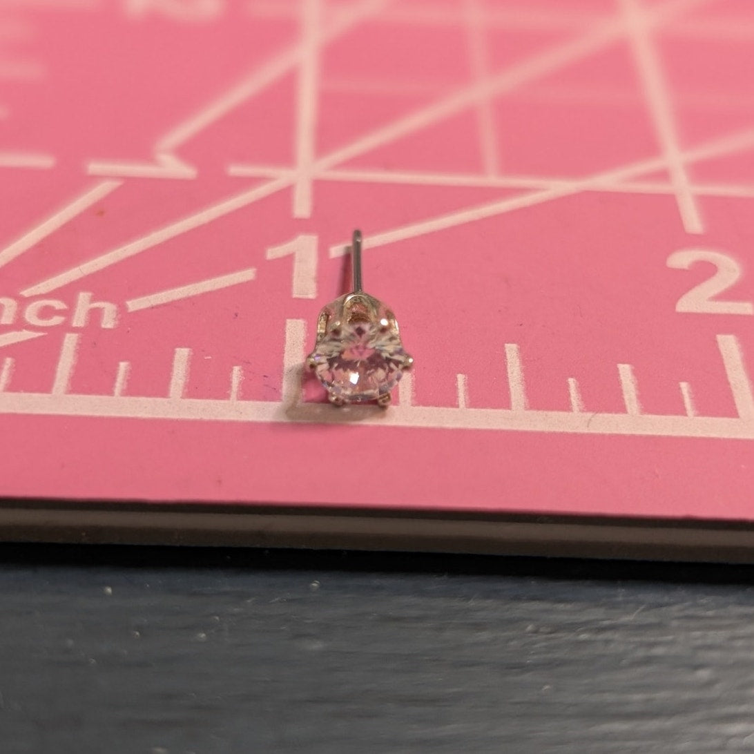 Silver Tone CZ Six Prong Stud Earrings