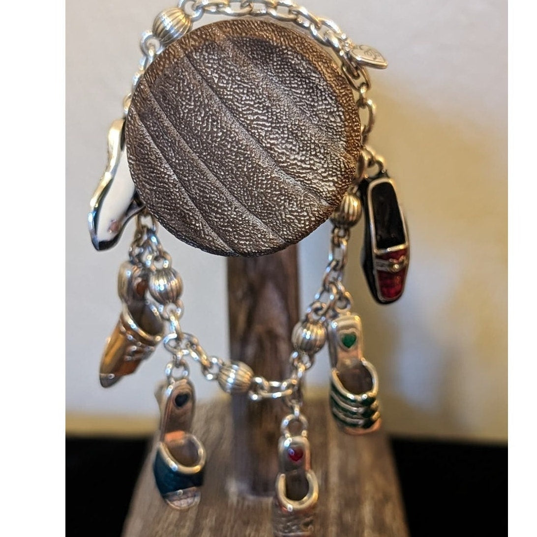 Brighton Vintage Retired Enamel Shoe Charm Bracelet