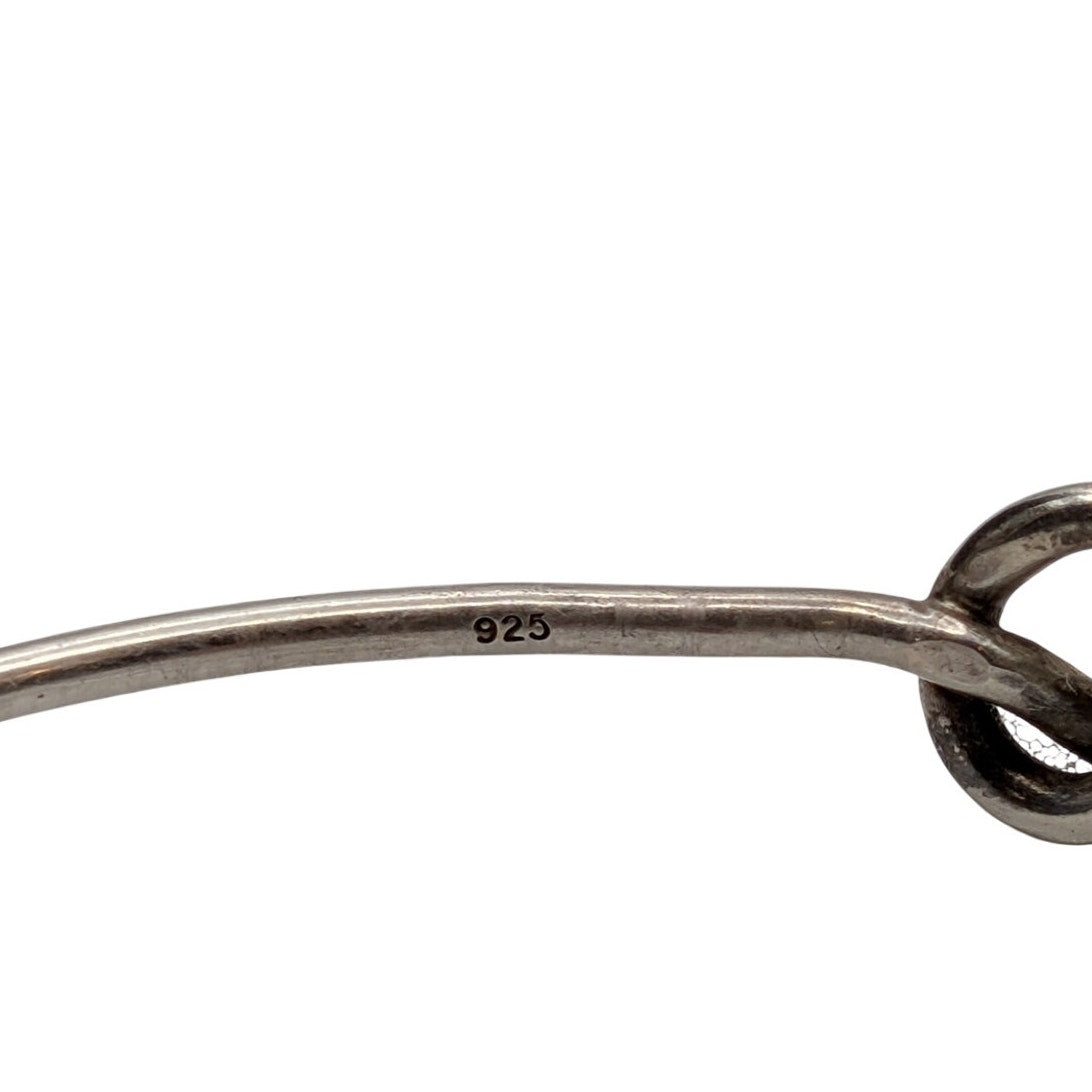 Vintage 925 Sterling Silver Hook Knot Bead Bangle Bracelet