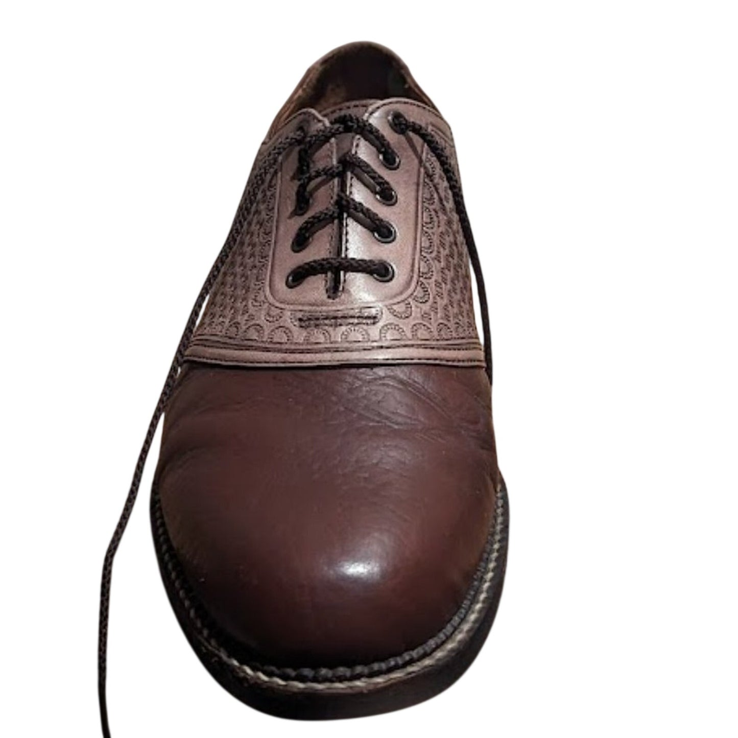 H.S. TRASK Men's Size 12N Two Toned Brown Leather Lace Up Saddle Oxford Shoe