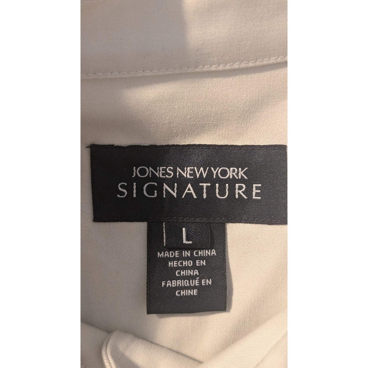 Jones New York Signature Beige Mandarin Collar Button Front Unlined Jacket Sz L