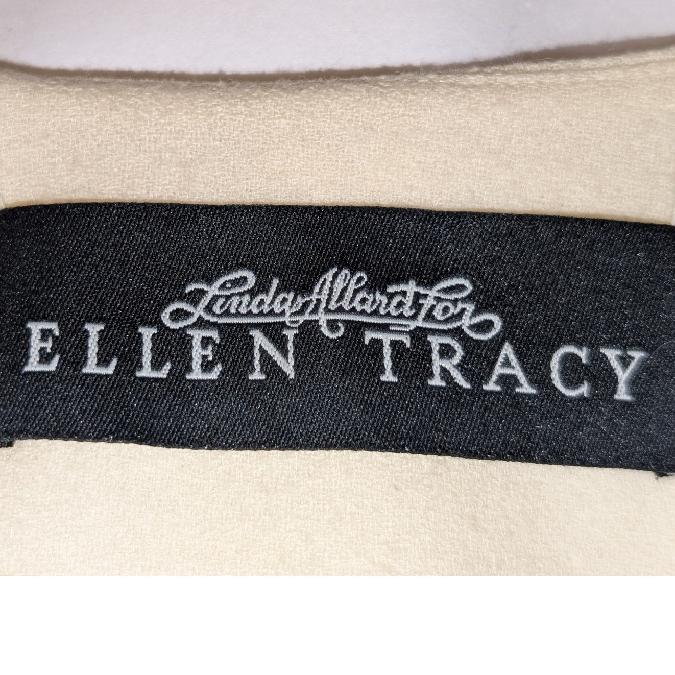 Vintage Linda Allard for Ellen Tracy Cream Wool Cashmere Open Front Blazer Sz 8