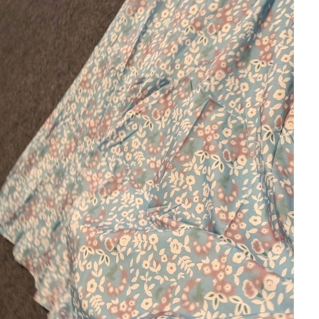 Made With Love Blue Lavender Floral Smock Bodice Short Sleeve NWT Dress Sz L