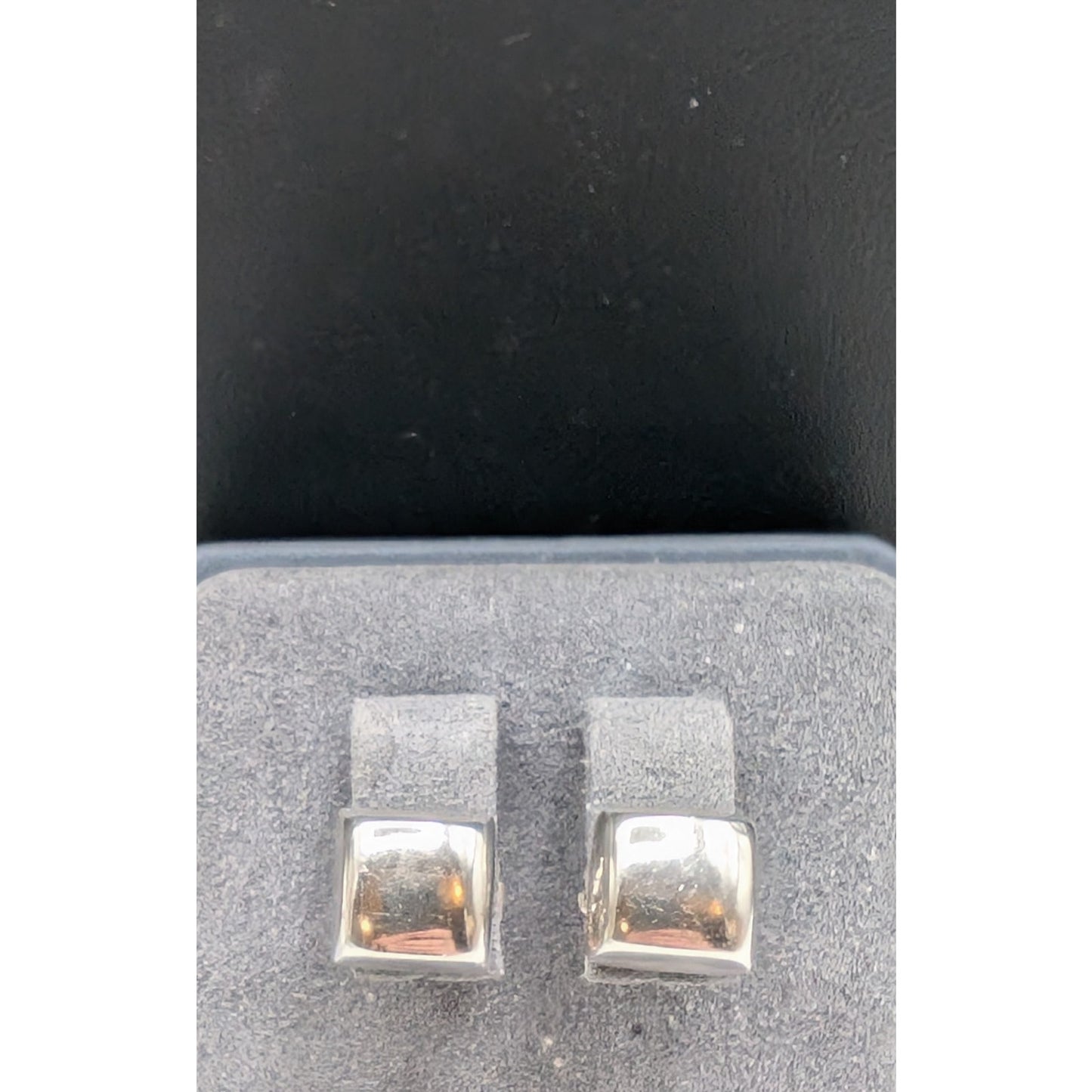 Vtg Bayanihan Sterling Silver Domed Square Post Stud Earrings W/ 14k Gold Posts