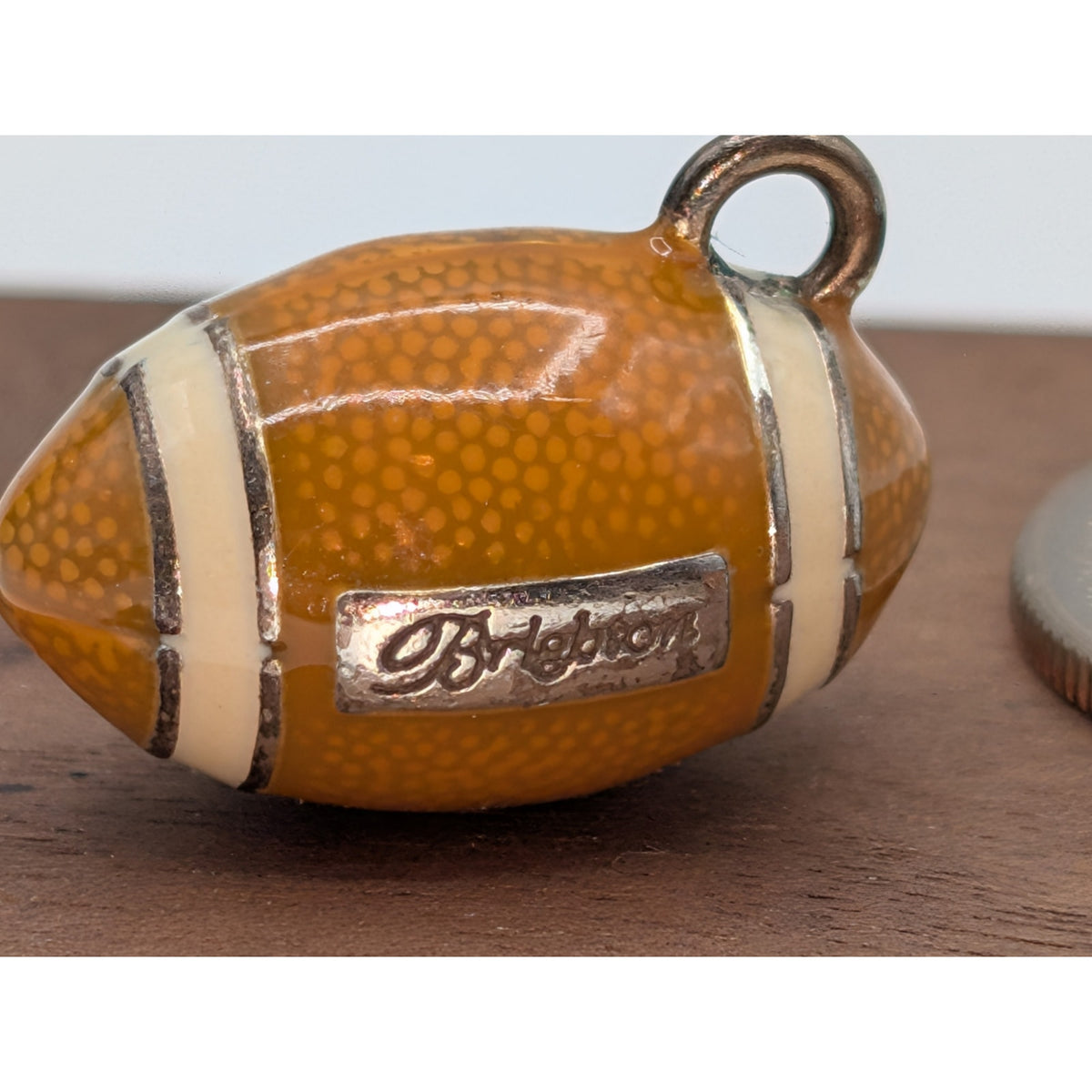 Vintage Brighton Love Heart Enamel Football Sports Pendant