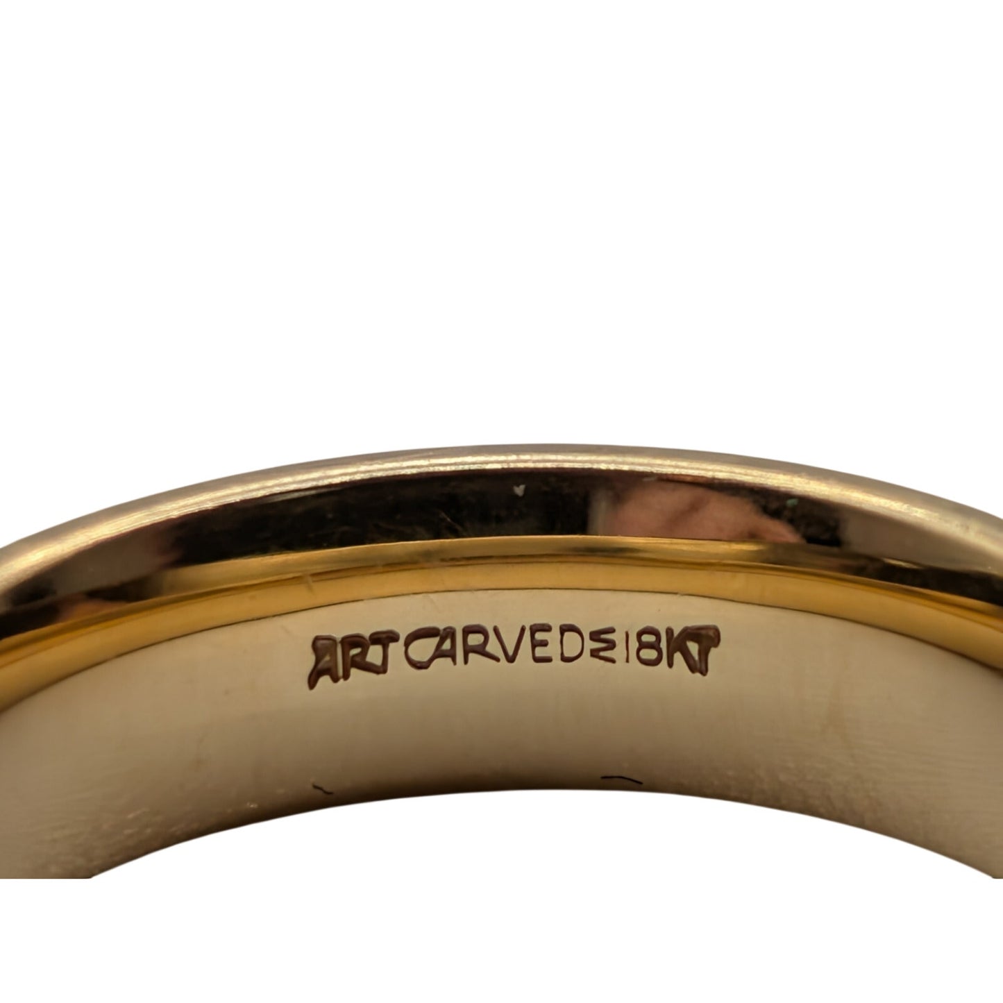 Vintage 18K Yellow Gold Artcarved Women's Wide Wedding Band Ring Size 6.5
