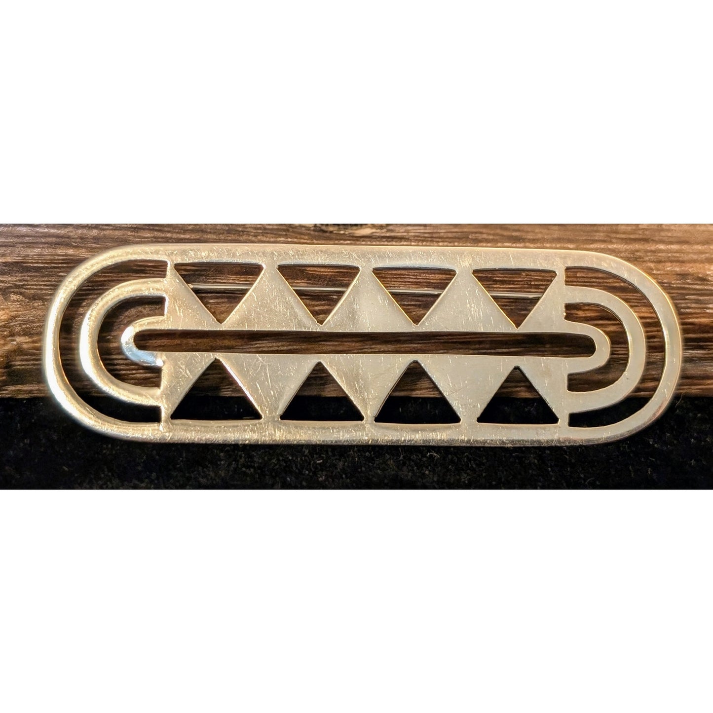 ZINA Tribal Modernist Mid Century Sterling Silver Vintage 3.5" Long Brooch