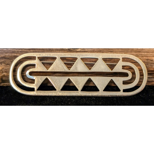 ZINA Tribal Modernist Mid Century Sterling Silver Vintage 3.5" Long Brooch
