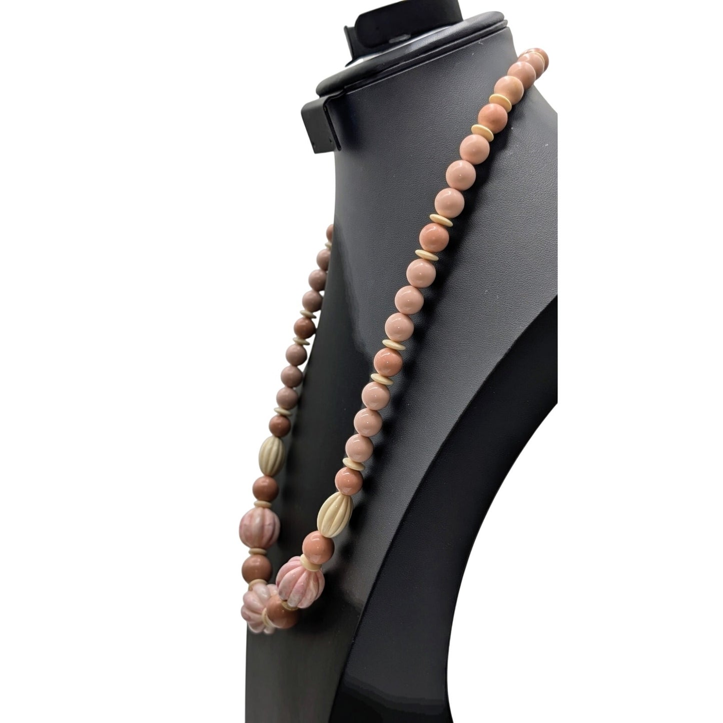 Avon VTG 1988 Burst of Spring Pink Cream Dusty Rose Swirl Bead 28.5" Necklace
