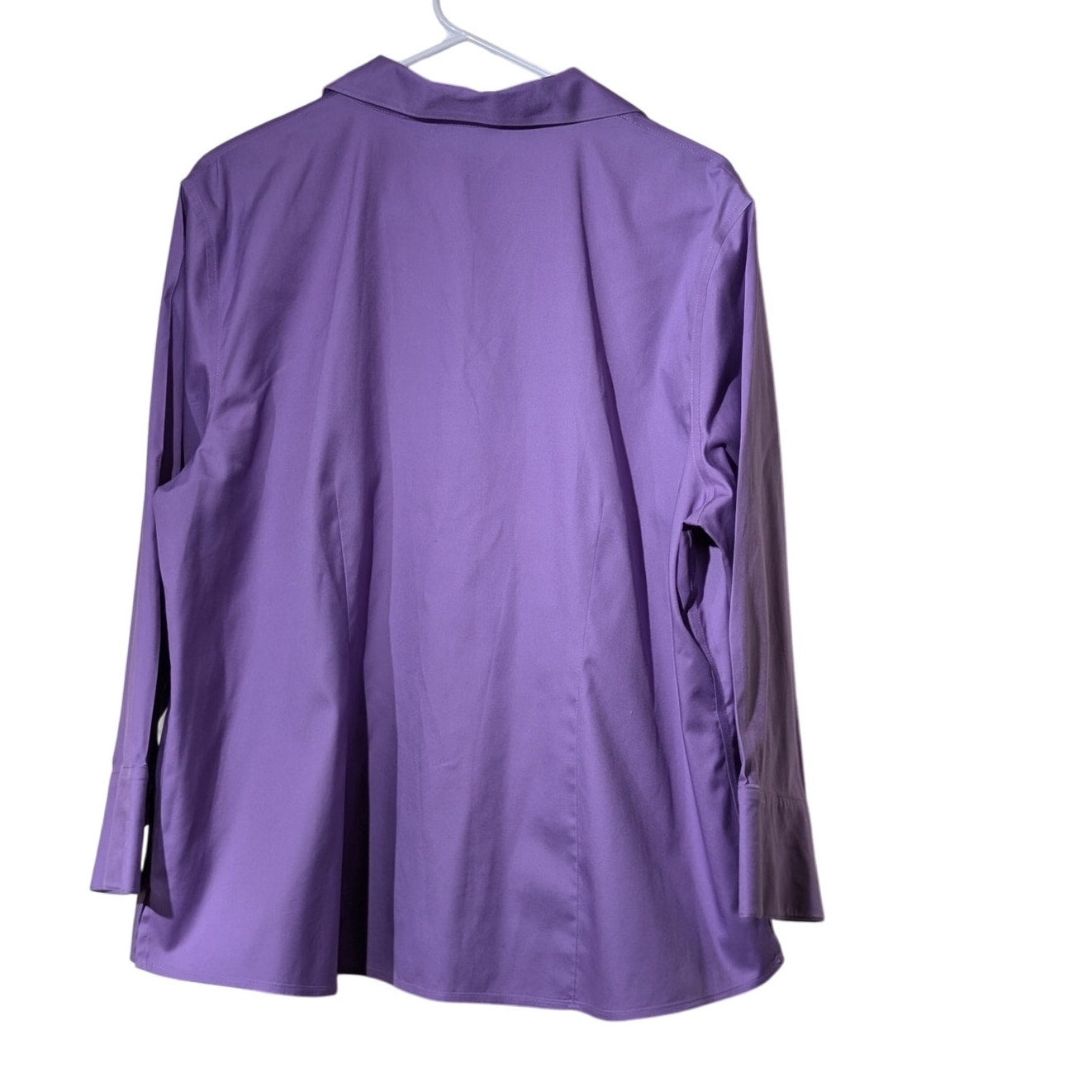 Chico's Sz 3 No-Iron Purple Hidden Button Front 100% Cotton Shirt USA Sz XL/16