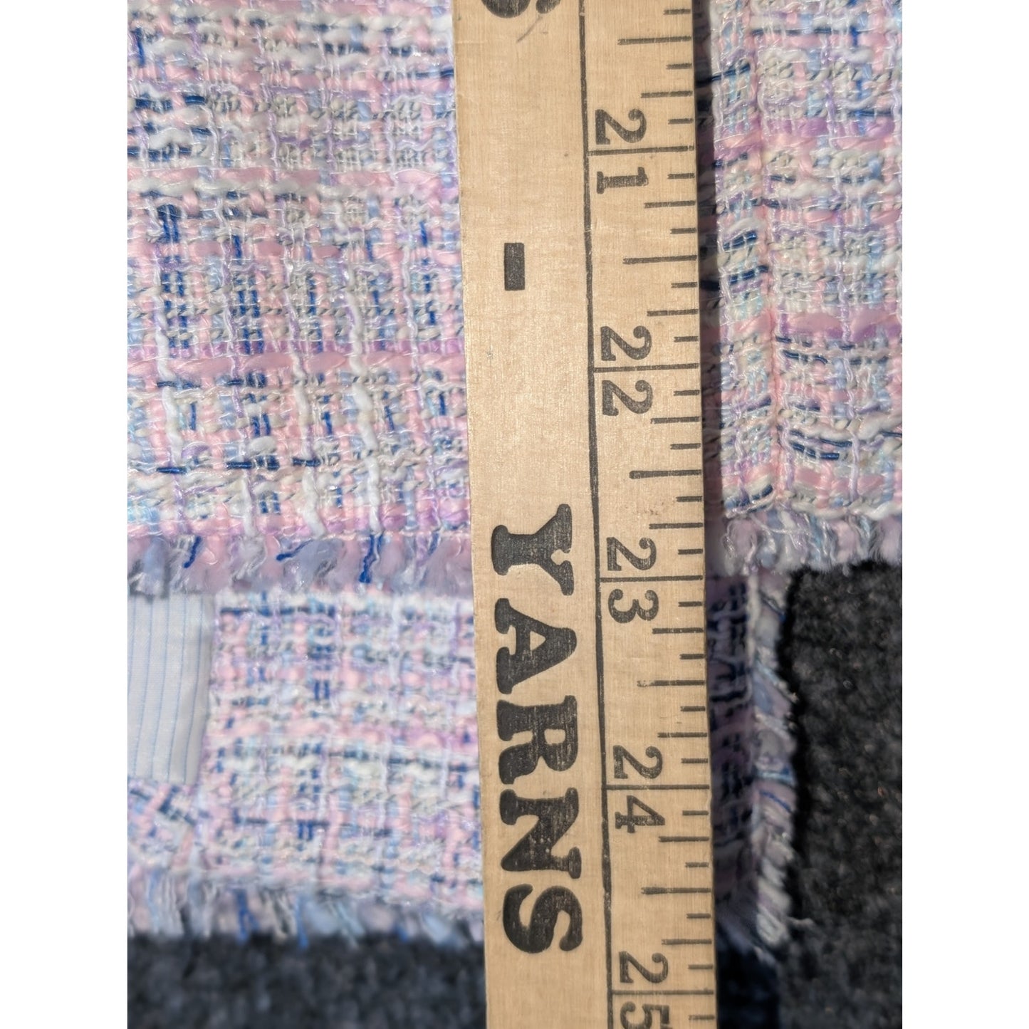 Talbots Blue Pink White Fringe Tweed Boxy 3/4 Sleeve Blazer Jacket Womens 16W