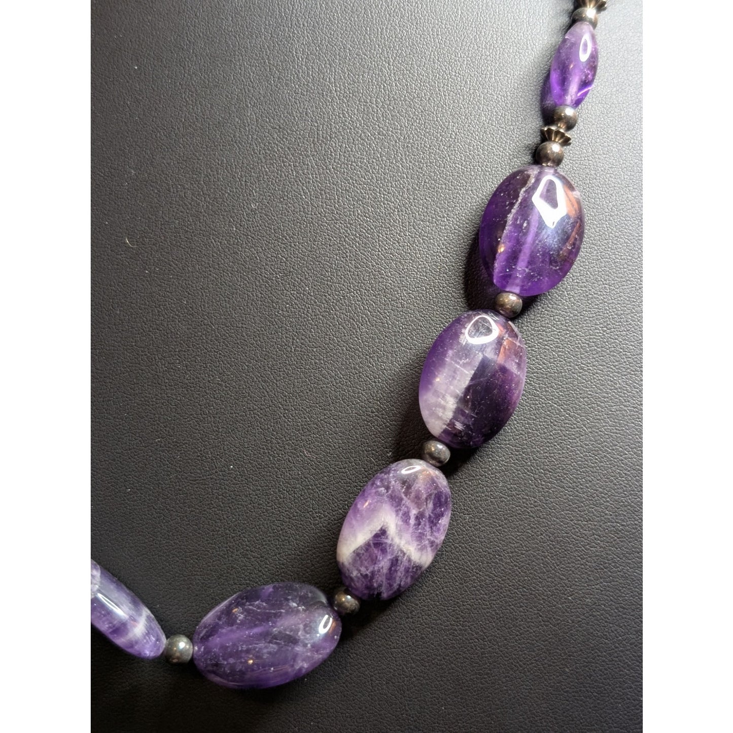 Genuine Amethyst & Jadeite Stone 28" Toggle Clasp Necklace