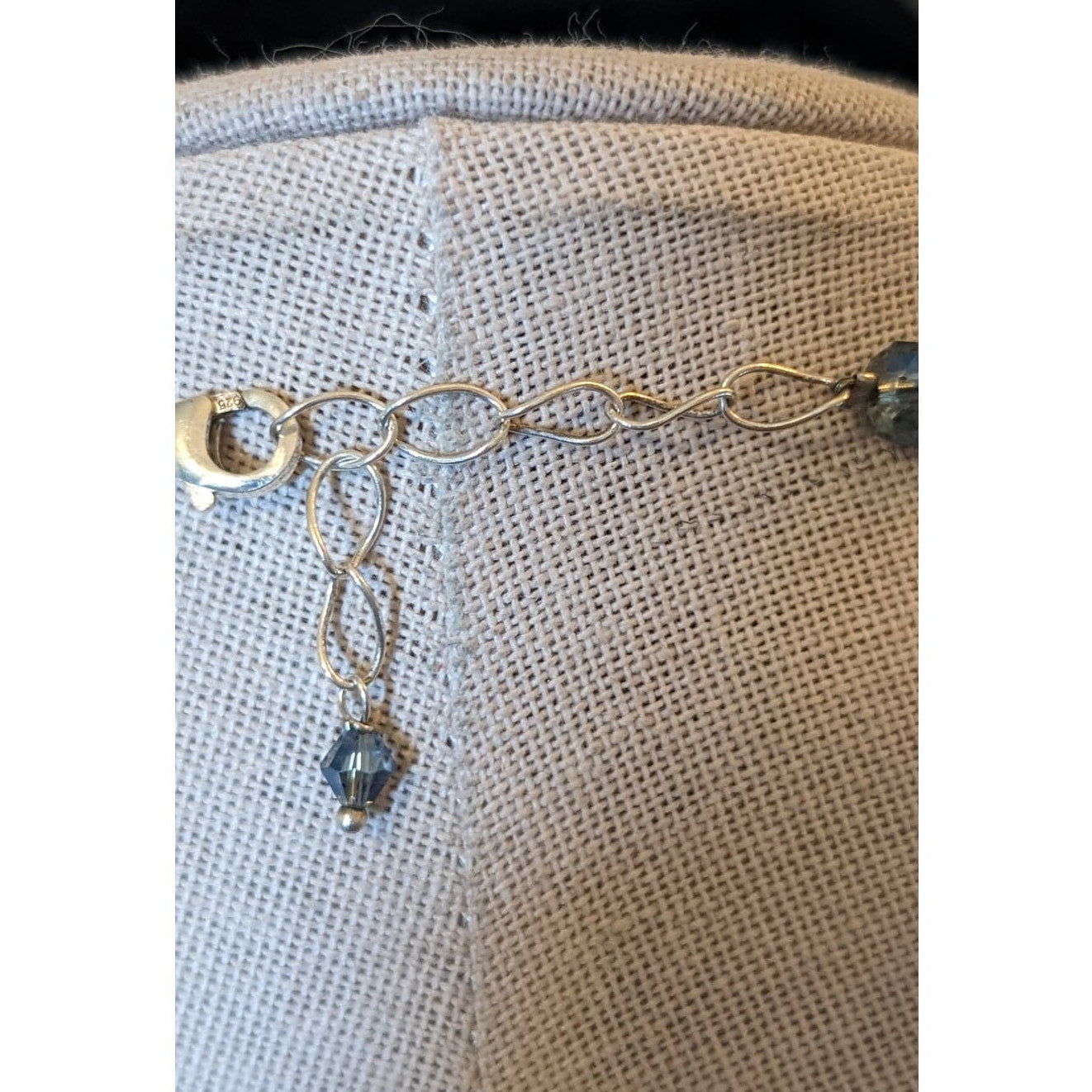 Smoky Blue Faceted Crystal and Blue Stone Necklace on Sterling Chain