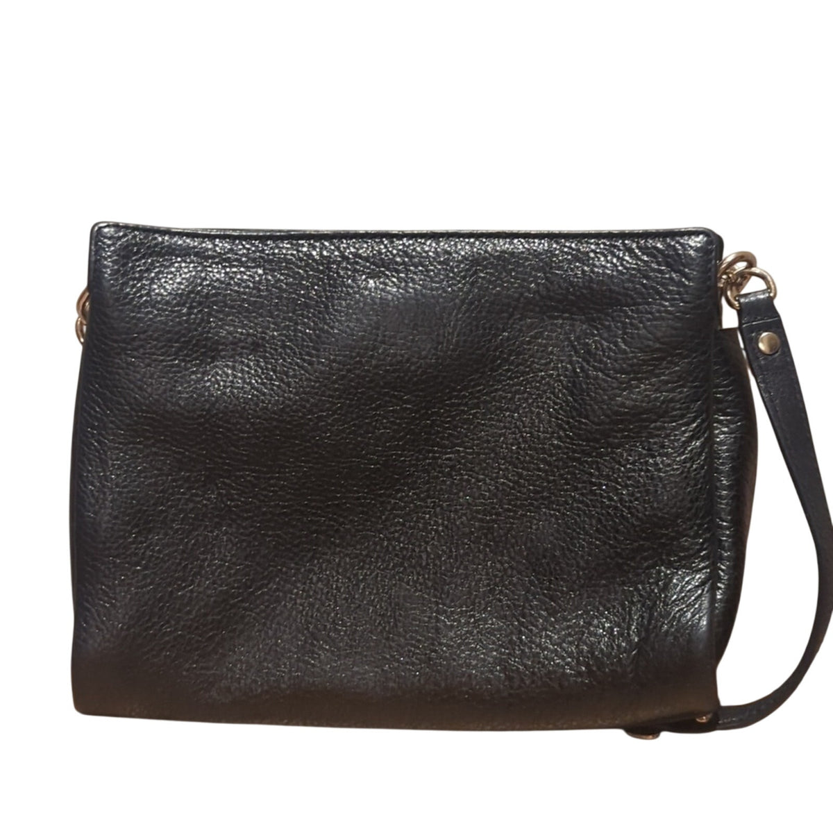 Kate Spade Black Shimmer Pebbled Leather Chain/Leather Strap Shoulder Bag