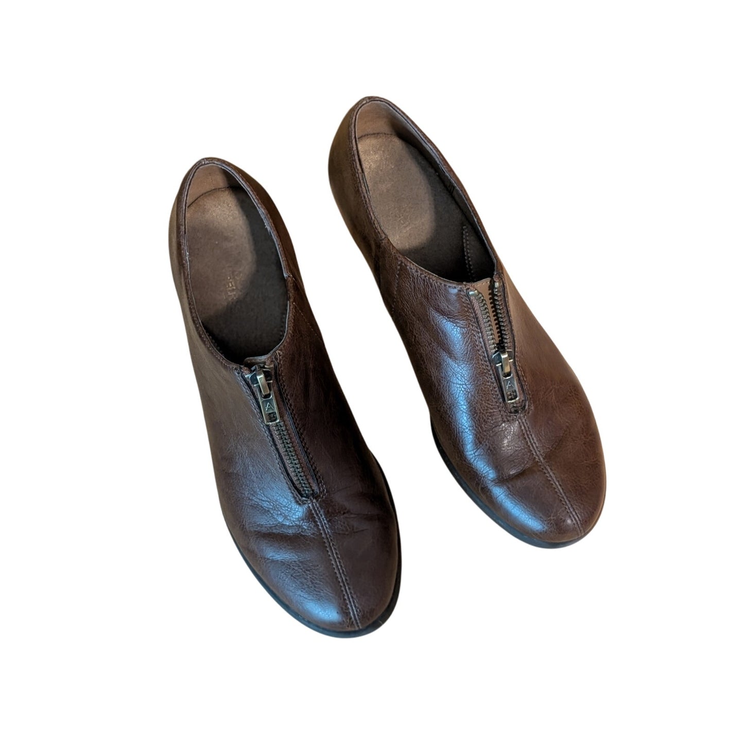 Aerosoles Heel Rest Brown Zip Front Faux Leather Ankle Boot Shoe Women's Size 8