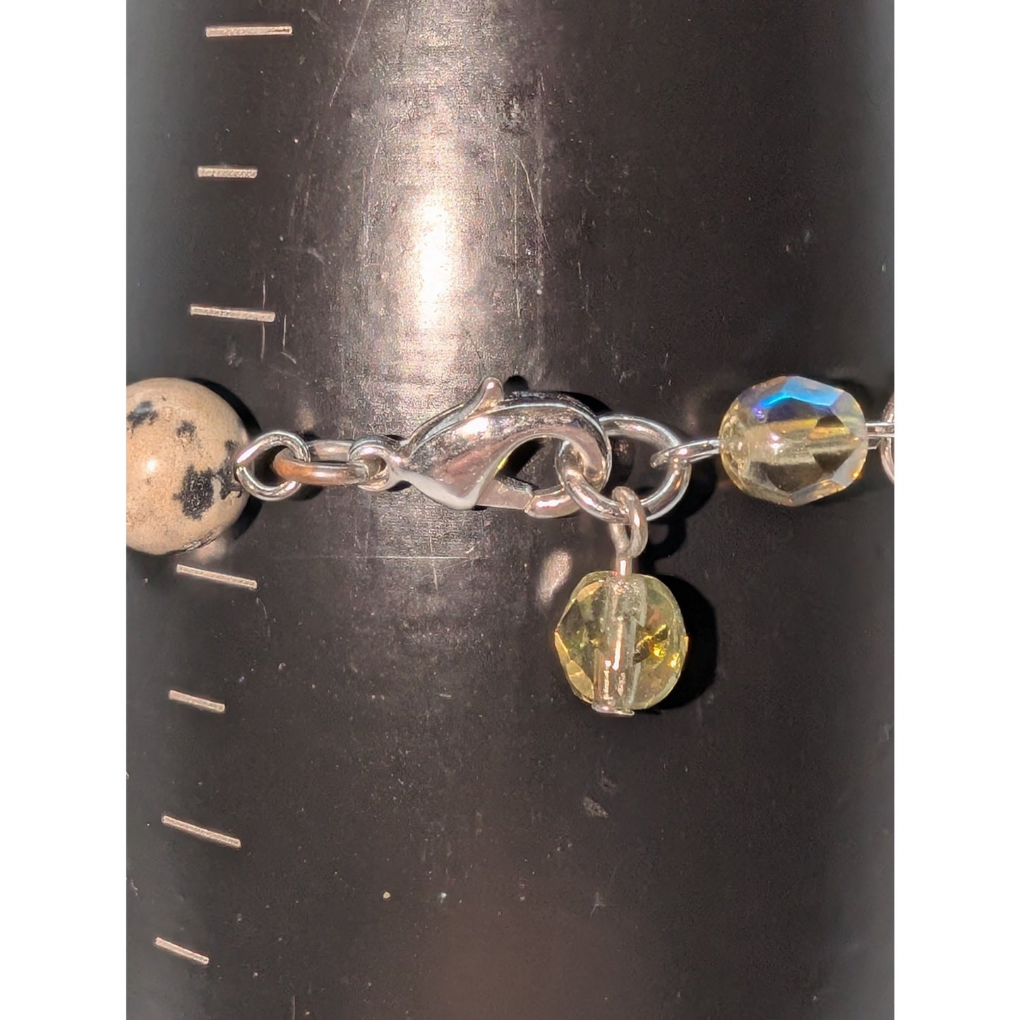 Little Bit of Everything Stone Crystal Pearl Bead Dangle Silver Tone Bracelet