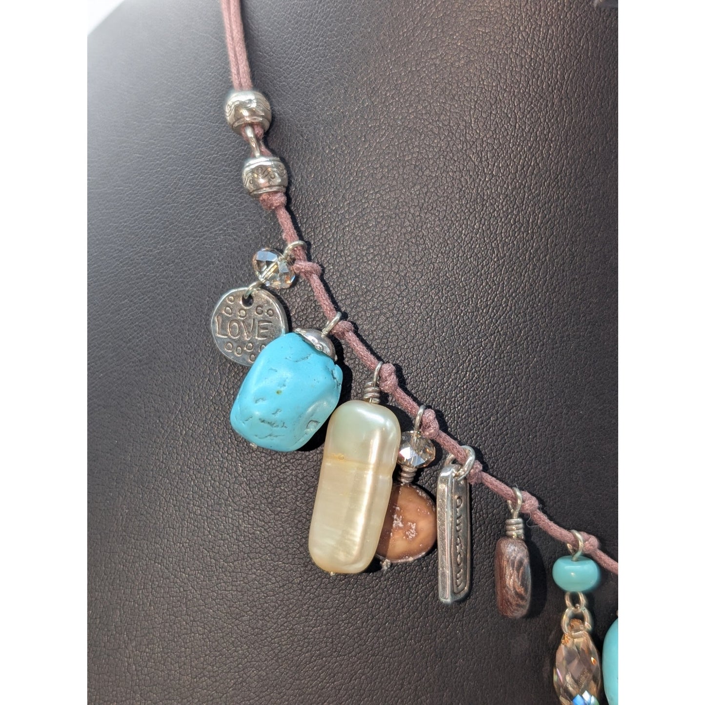 Brighton Imagine Love Peace Gratitude Charm Dangle Necklace & Bracelet Set