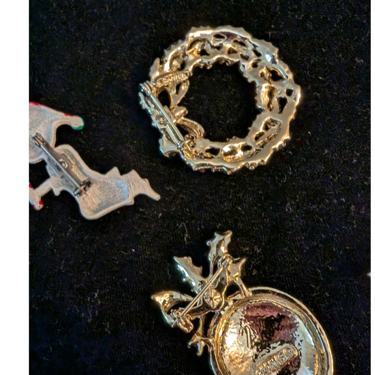 Lot of Four Vintage Signed Christmas Themed Pins