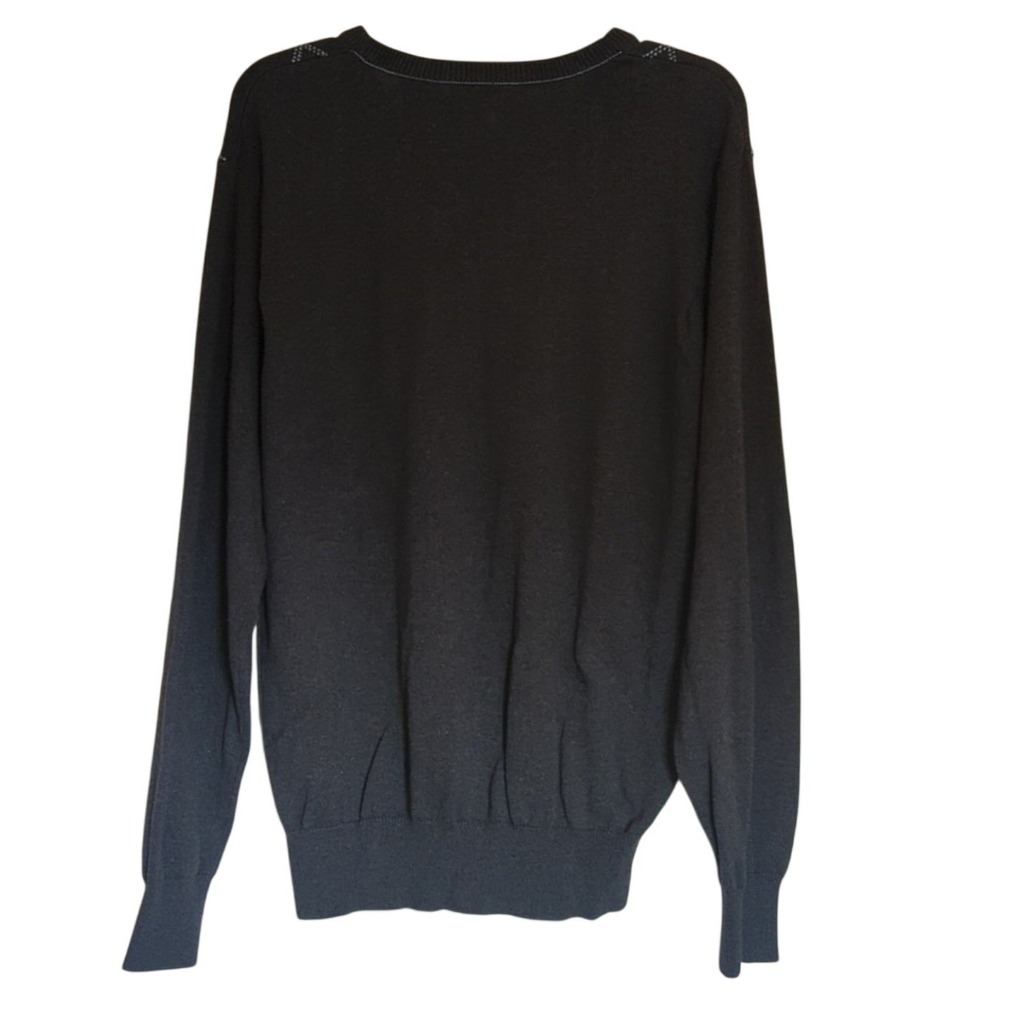 Izod Charcoal Gray Pale Blue X Design 100% Cotton Crewneck Sweater Men's Size L
