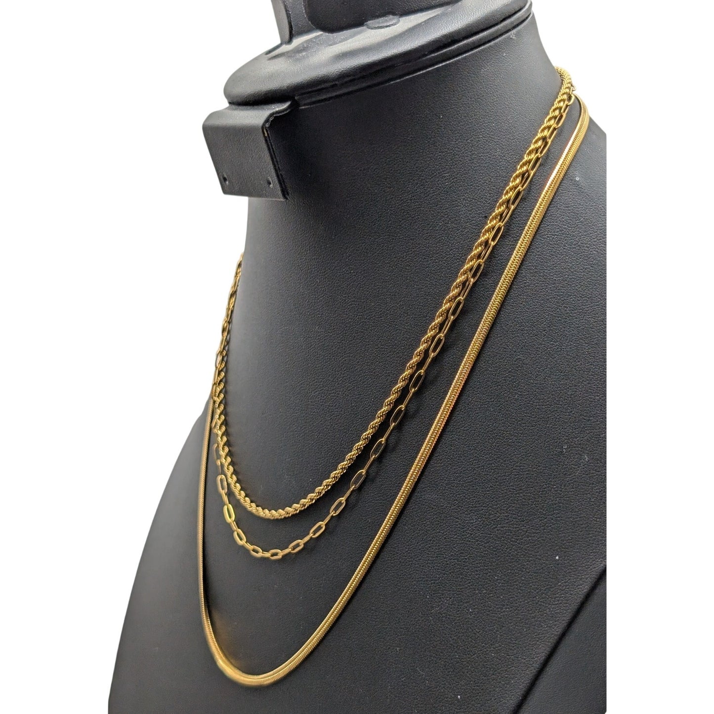 Victoria Emerson Three Strand Gold Tone 16"-18" Chain Necklace