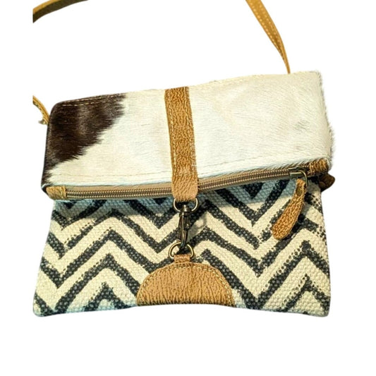 Myra Bag Devious Upcycled Canvas & Cowhide Crossbody Bag