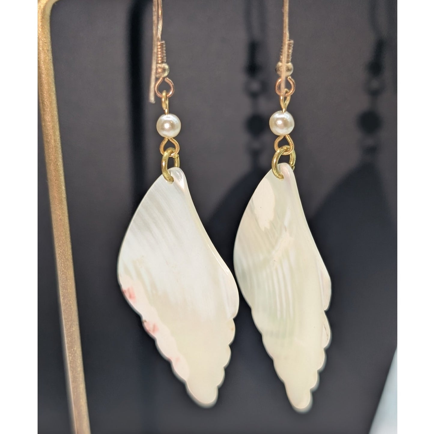 Vintage Mother of Pearl Wings Dangle Earrings