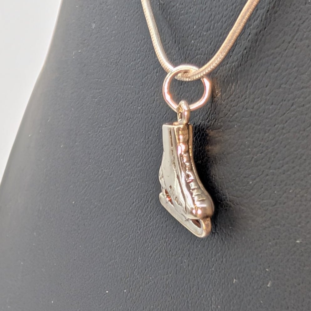 Figure Skating Charm Pendant 925 Sterling Silver 17.5" Snake Chain Necklace