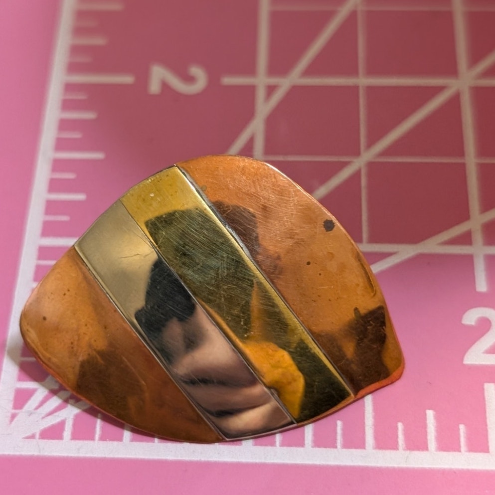 Vintage Bold Mixed Metal Inlay 'Striped' Post Earrings