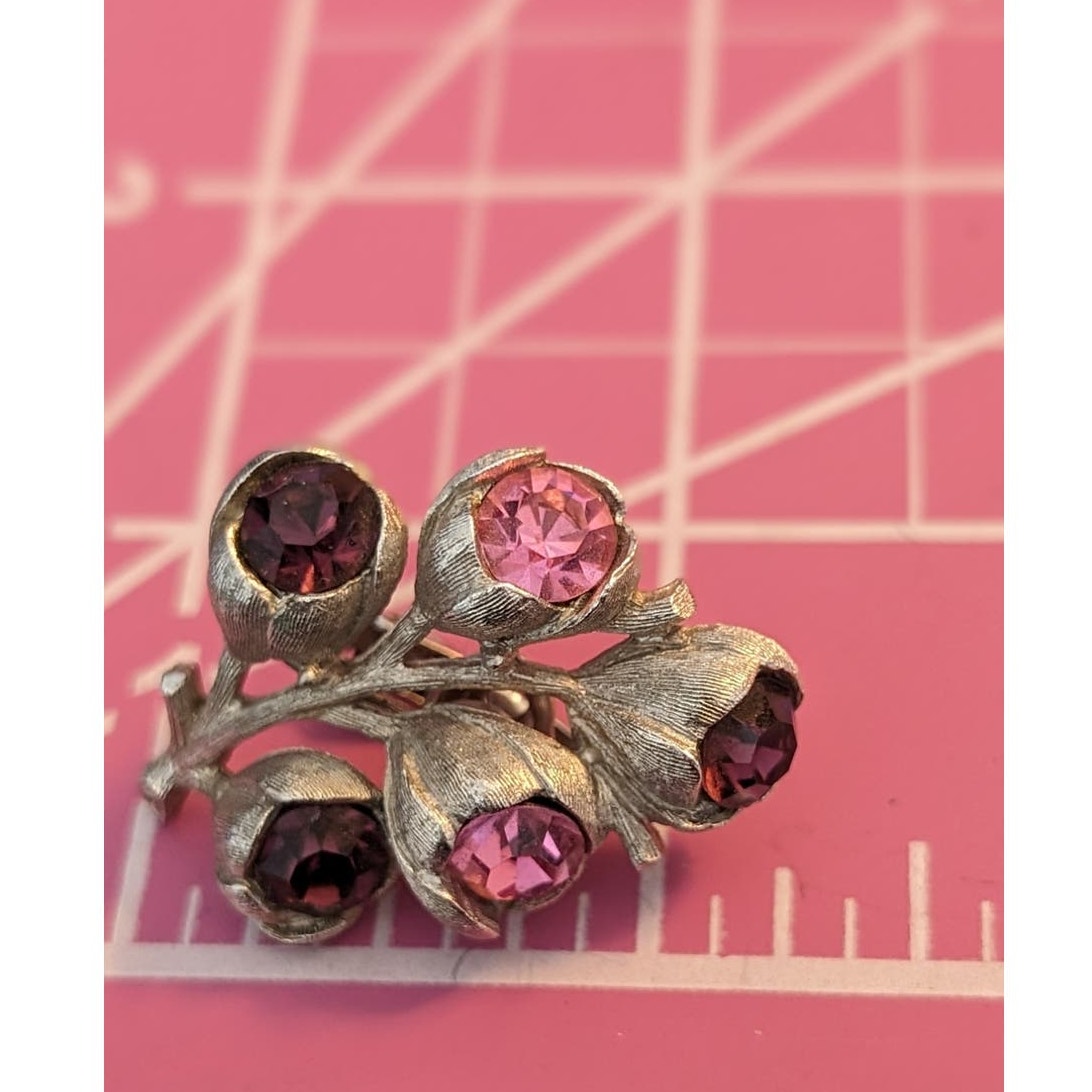 Sarah Coventry Vintage 1962 Wisteria/Pink Purple Clip-On Earrings