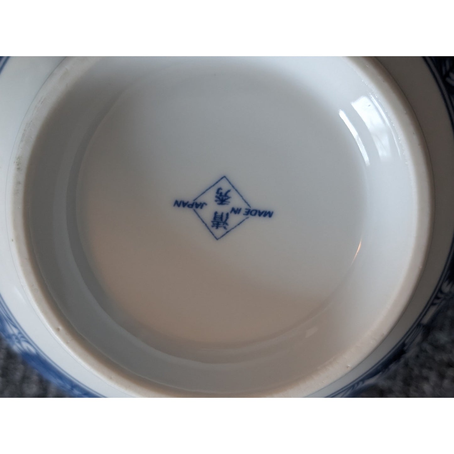 Japanese Blue Floral Bone China Ramen Noodle Soup Rice Bowl