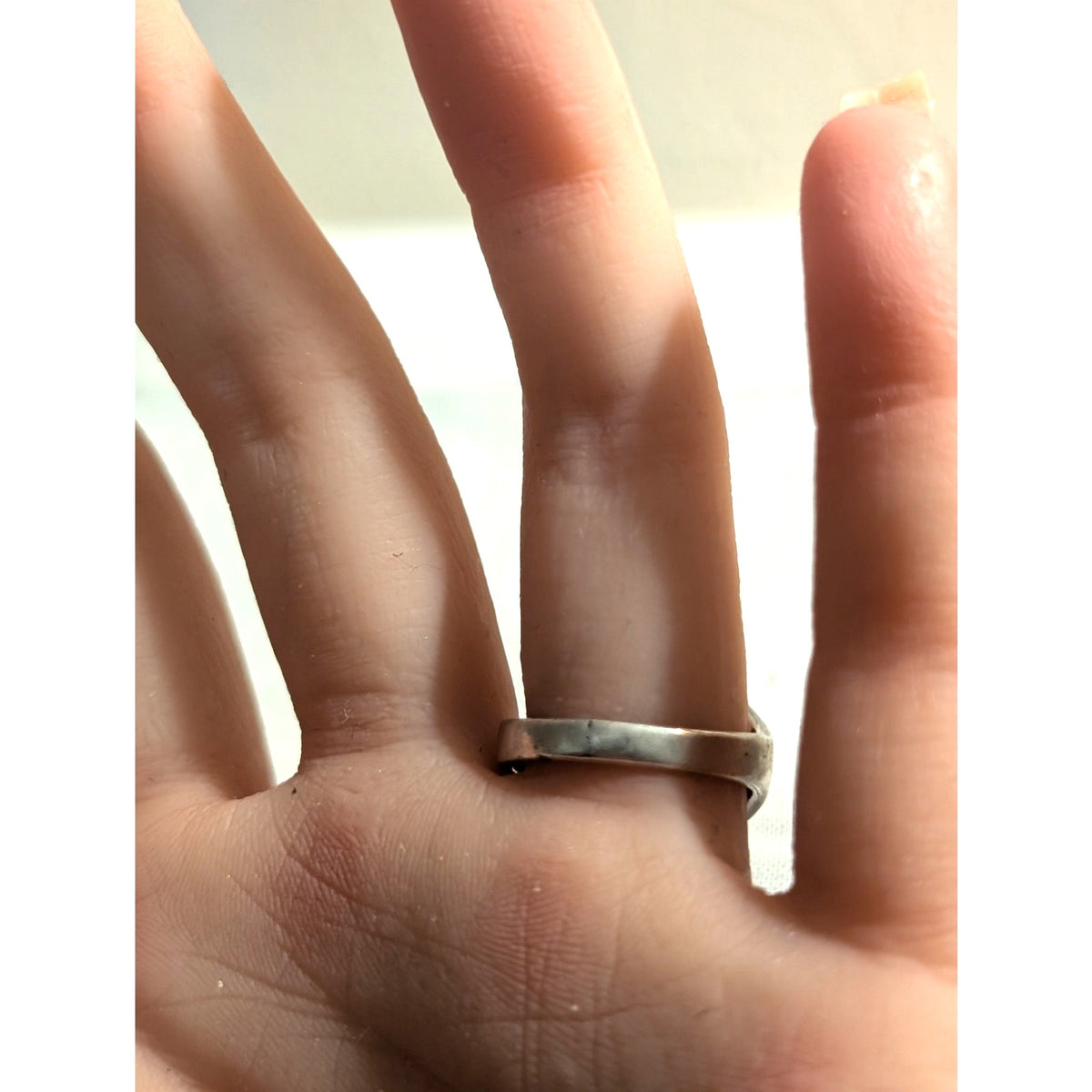 VTG Hallmark Stamped 'Feather Sterling' Turquoise Opal Inlay Ring Sz 6.5-6.75
