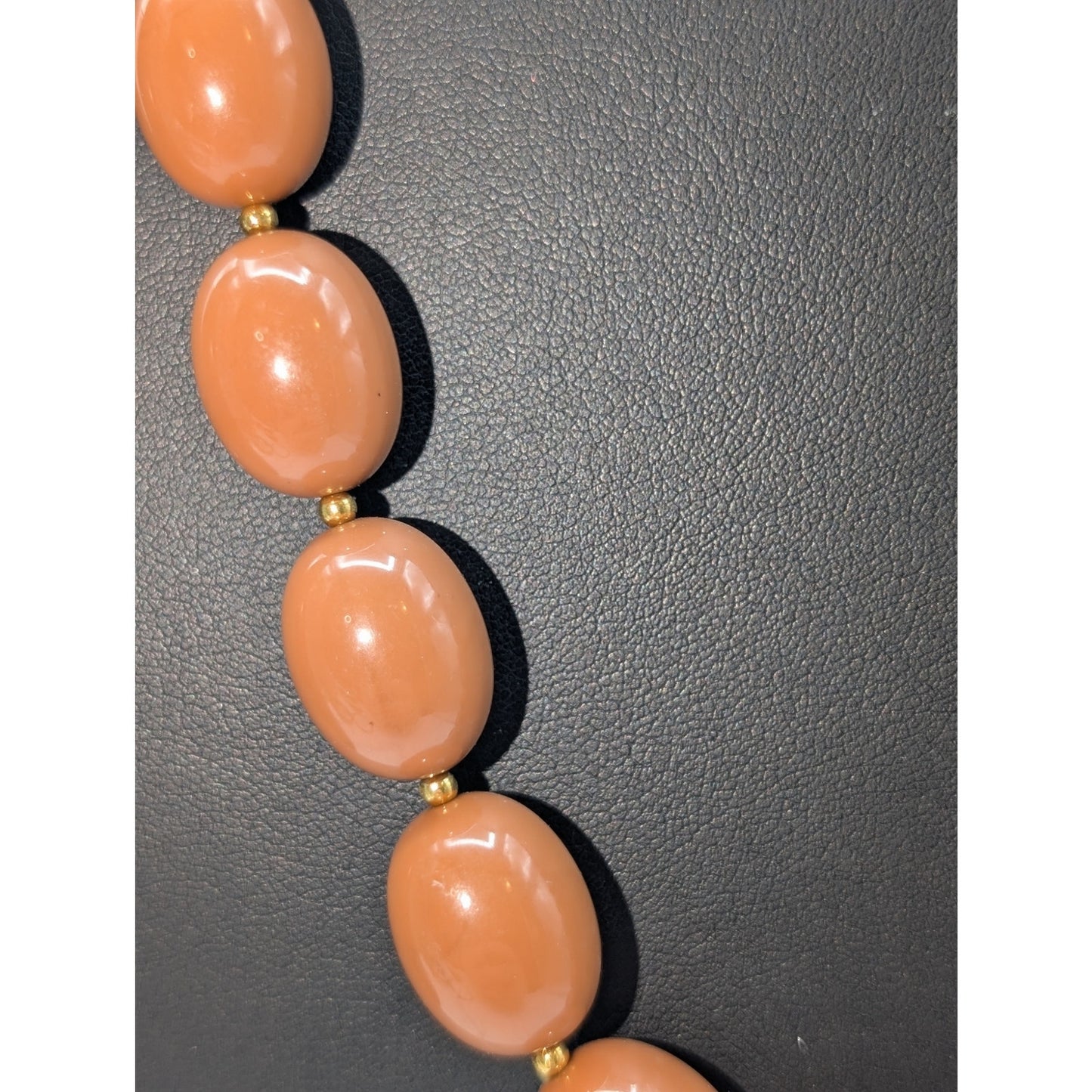 Vintage Brown Gold Acrylic Bead Screw Clasp 30" Necklace