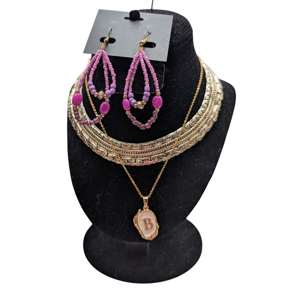 Mixed Jewelry Lot of 7 Boho Beaded & Other Necklaces & One Pr. Matching Earrings