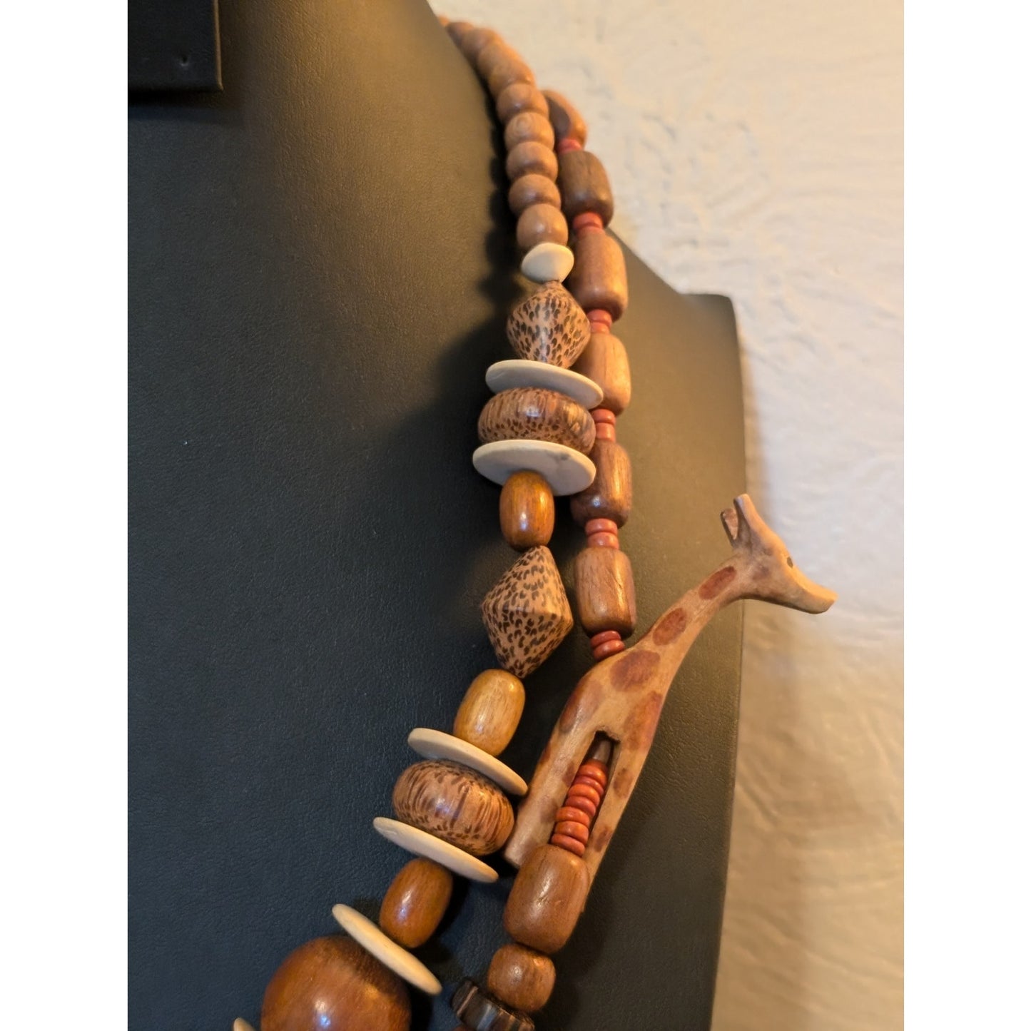 Lot of Two Vintage Tribal Ethnic Wooden Carved Animal Bead Necklaces