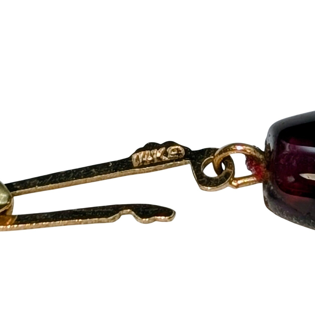 Tested 14k Yellow Gold Garnet Bead 21" Necklace