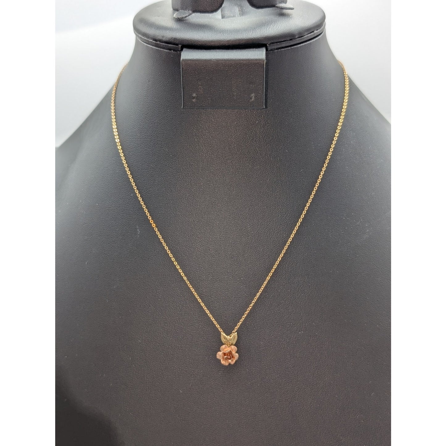 Vintage Krementz 1960s Rose Pink & Yellow Gold Overlay Pendant 18" Necklace