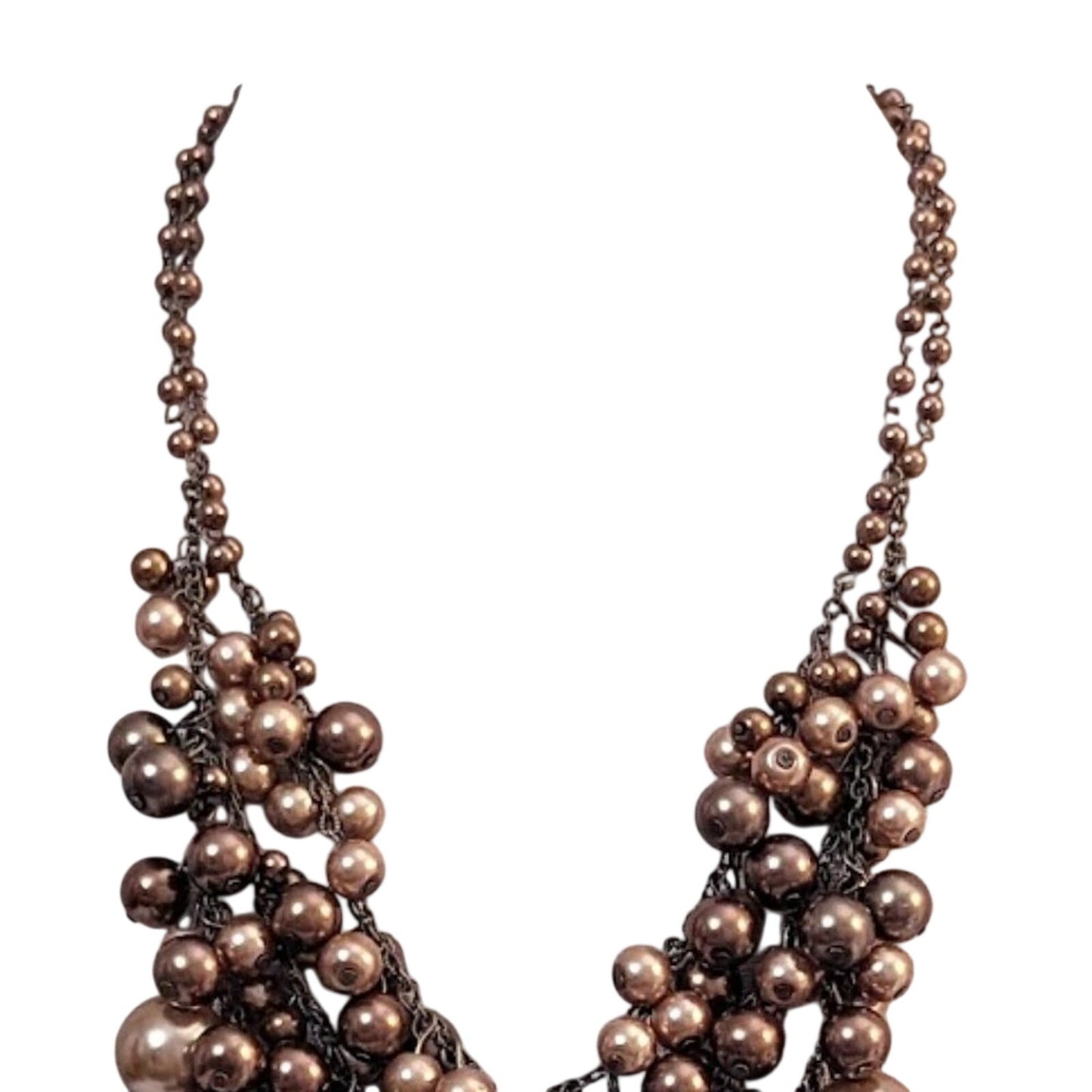 Coldwater Creek Bronze/Champagne Bauble Bib Statement Necklace