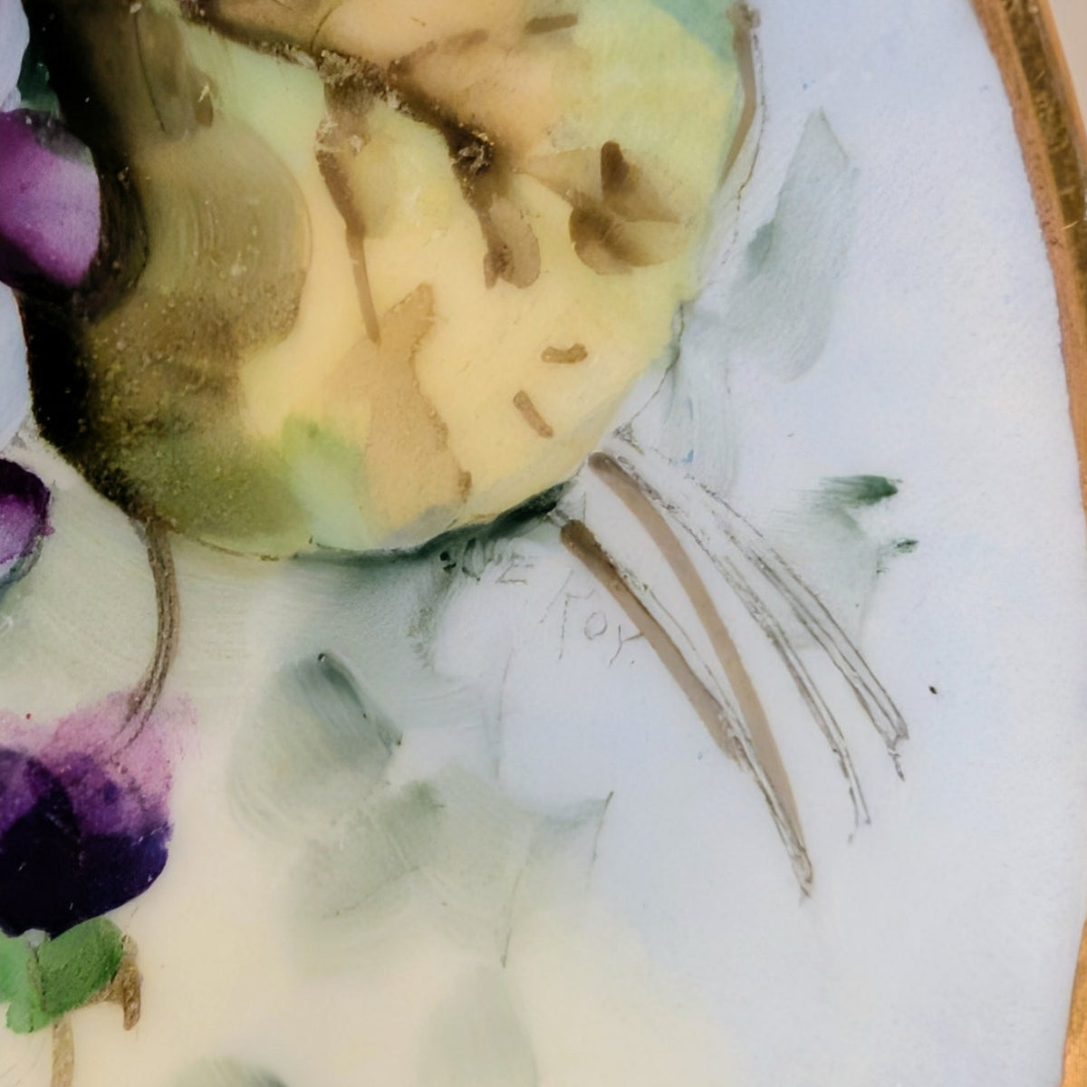 Vintage Uno Favorite Bavarian Hand-Painted Purple Violets Gilt Edge 6" Plate