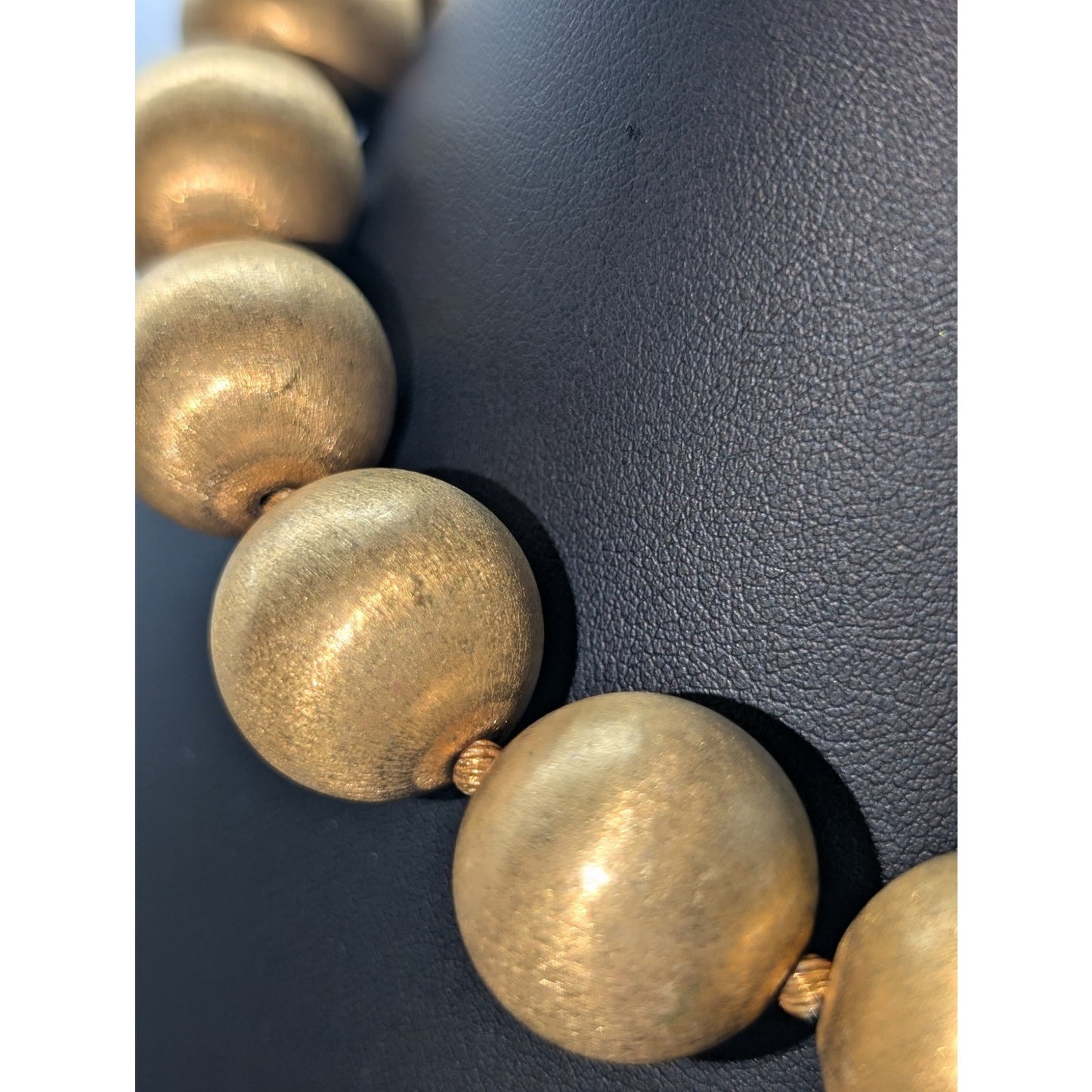 VENDOME Signed Vintage 1960s Chunky Satin Finished Gold Tone Beaded Necklace